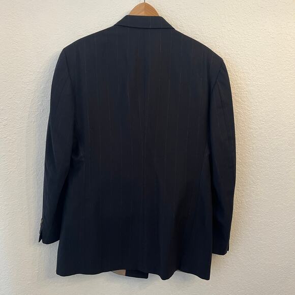 Vintage Evan Picone Suit 41R 34W Wool Double Breasted Navy Chalk Stripe Pleated - Picture 7 of 16